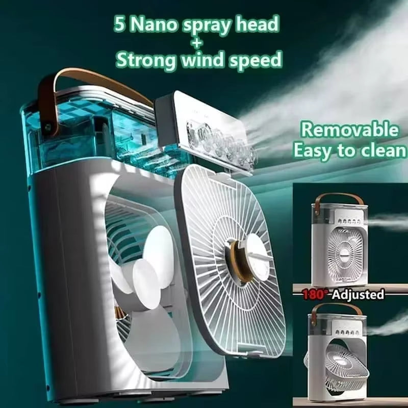 Mini Enfriador De Aire 3 En 1 Con Humidificador Y Luz LED