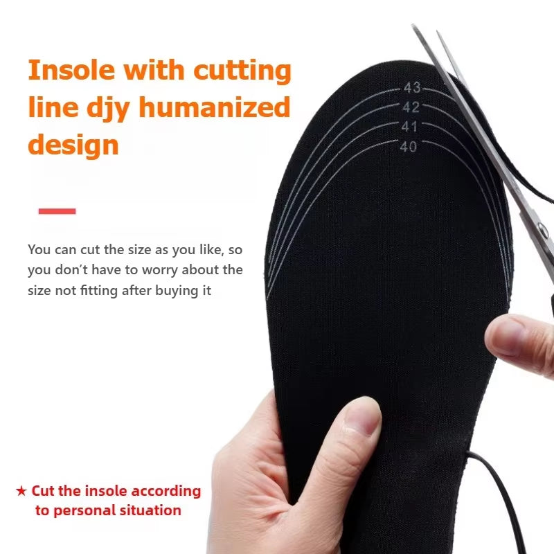 USB Rechargeable Heated Insoles, Adjustable Temperature 3 Levels Electric Foot Warmer for Winter Outdoor Skiing Hiking Camping