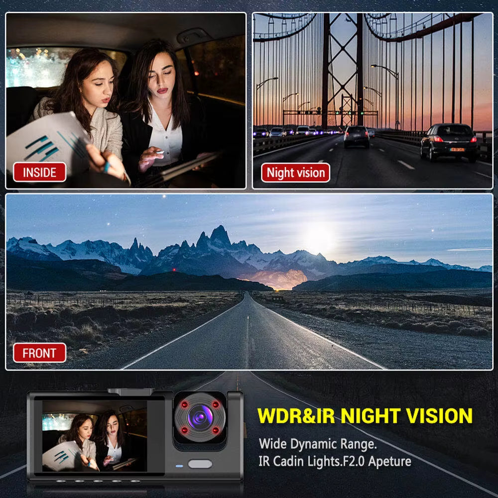 Cámara De Coche Con 3 Cámaras, Pantalla Y Visión Nocturna
