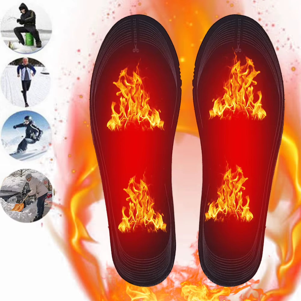 USB Rechargeable Heated Insoles, Adjustable Temperature 3 Levels Electric Foot Warmer for Winter Outdoor Skiing Hiking Camping
