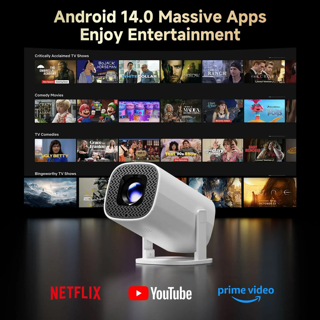 Android 14 P30PRO Supports 720P Screen Mirroring Smart Projector 4K Wifi6 Smart Home Theater Outdoor Portable Projector