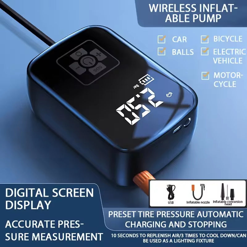 Inflador De Ruedas Inalámbrico Portátil Para Coche, Moto Y Bici