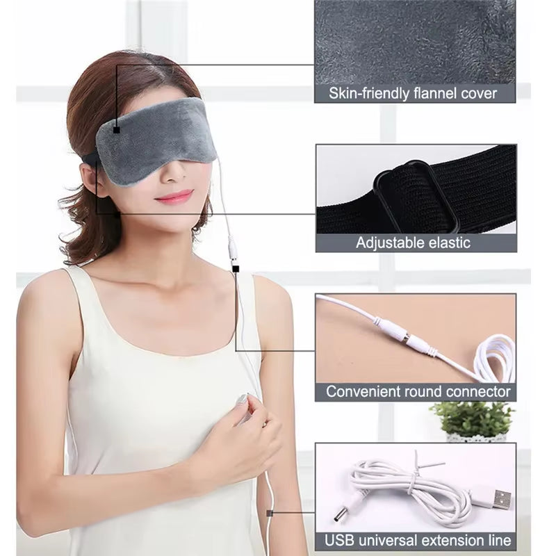 USB Heating Steam Eyeshade Sleeping Eye Mask anti Dark Circle Eye Patch Eye Massager Fatigue Relief Sleep Travel Eye Shade Mask
