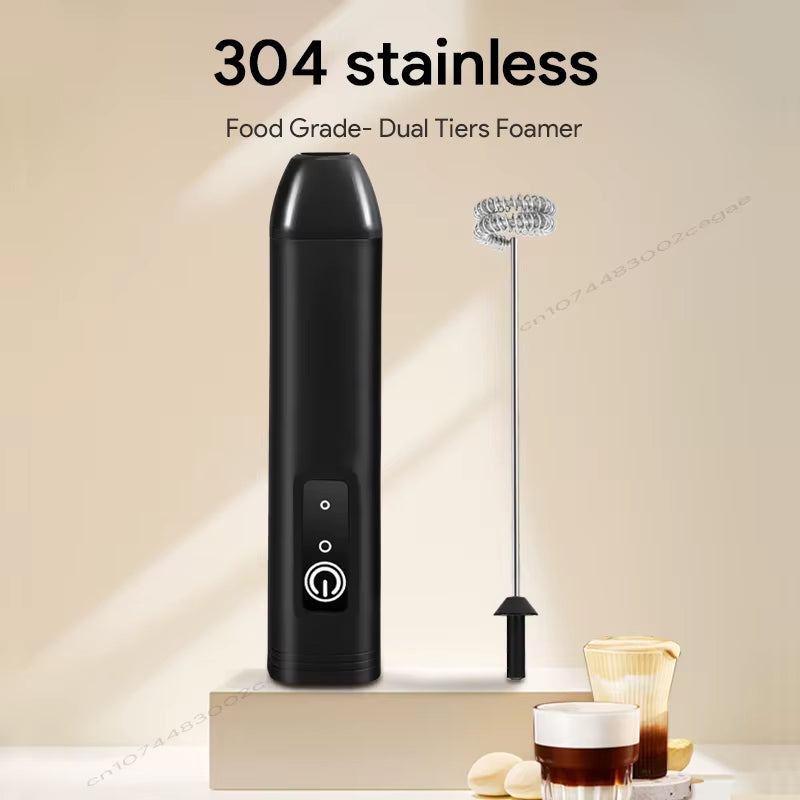 Electric Milk Frother USB Rechargeable Handheld Egg Beater 3 Speeds Foam Maker Mixer Coffee Drink Frothing Wand Foamer Kitchen