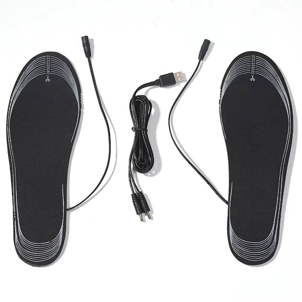 USB Rechargeable Heated Insoles, Adjustable Temperature 3 Levels Electric Foot Warmer for Winter Outdoor Skiing Hiking Camping