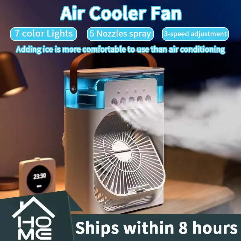 Mini Enfriador De Aire 3 En 1 Con Humidificador Y Luz LED