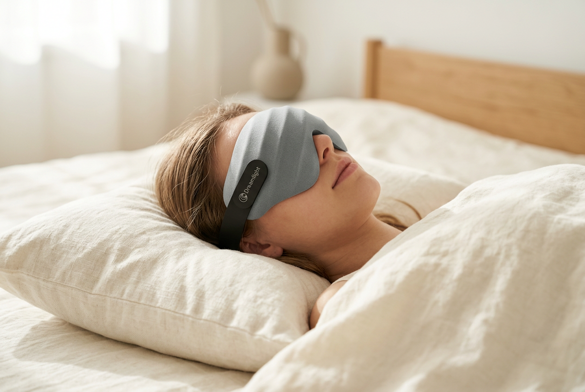 Mujer durmiendo con el antifaz Dreamlight 3D gris [color:gris]