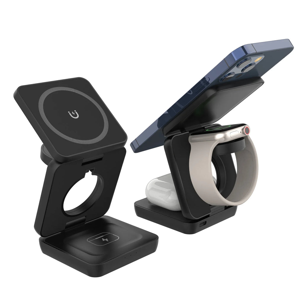 Cargador Inalámbrico 3 En 1 Para Móvil, Reloj Y Auriculares