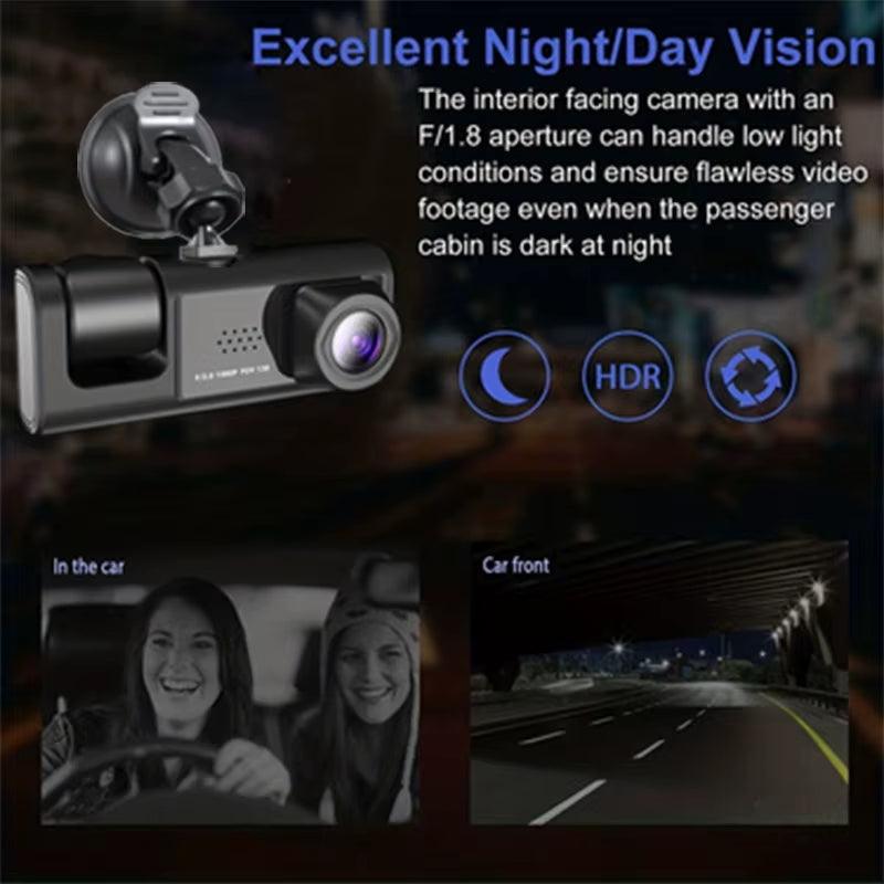 Cámara De Coche Con 3 Cámaras, Pantalla Y Visión Nocturna