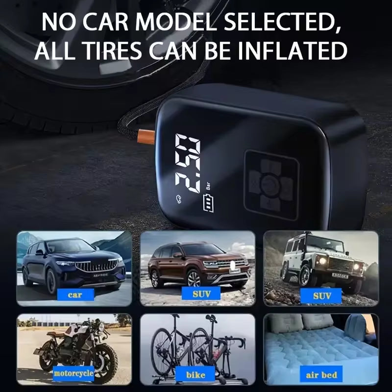 Inflador De Ruedas Inalámbrico Portátil Para Coche, Moto Y Bici