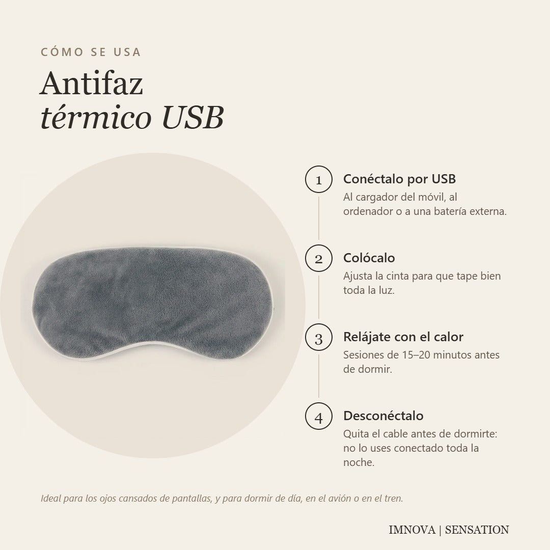 Antifaz Térmico USB Para Dormir Y Ojos Cansados