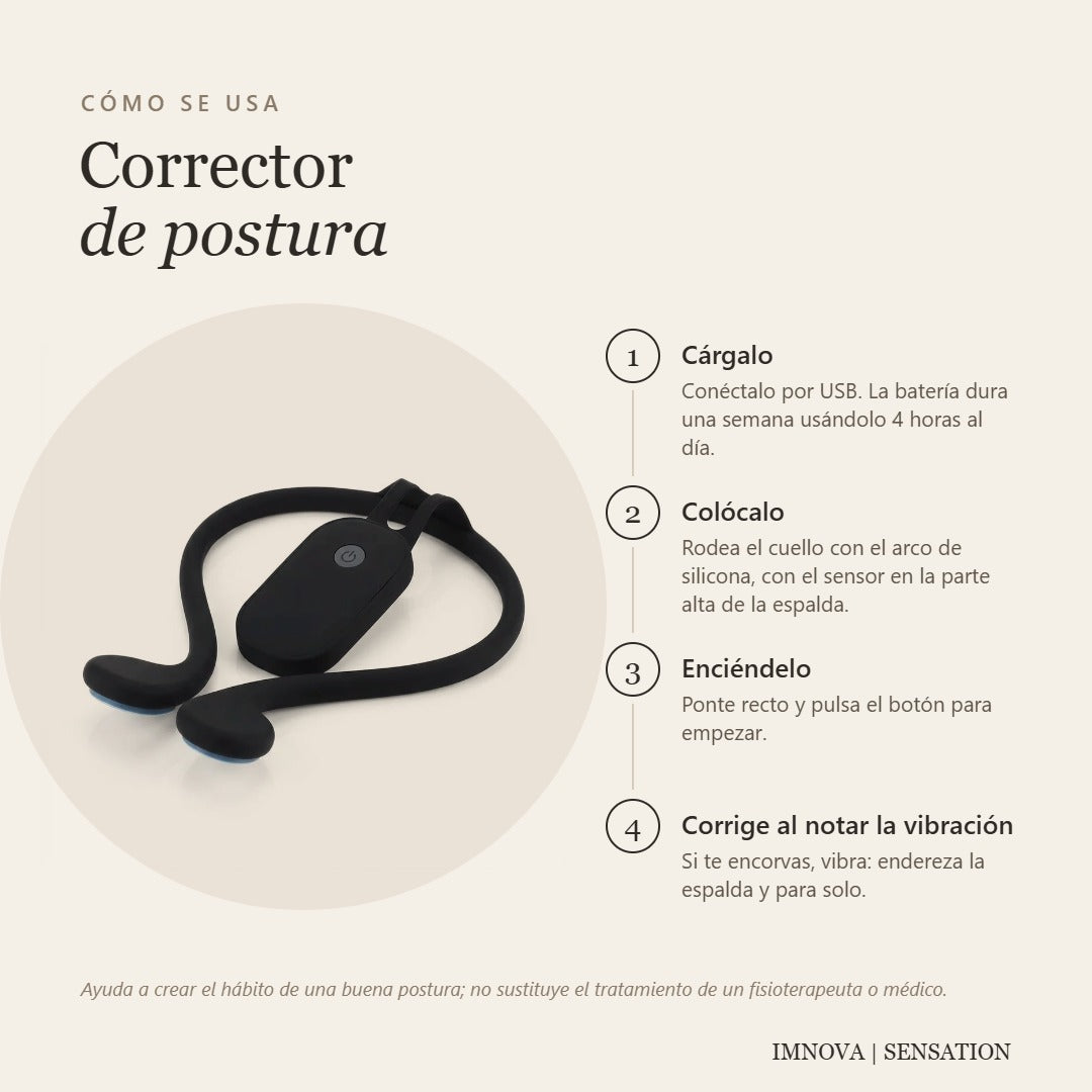 Corrector De Postura Inteligente Invisible Con Sensor Y Vibración