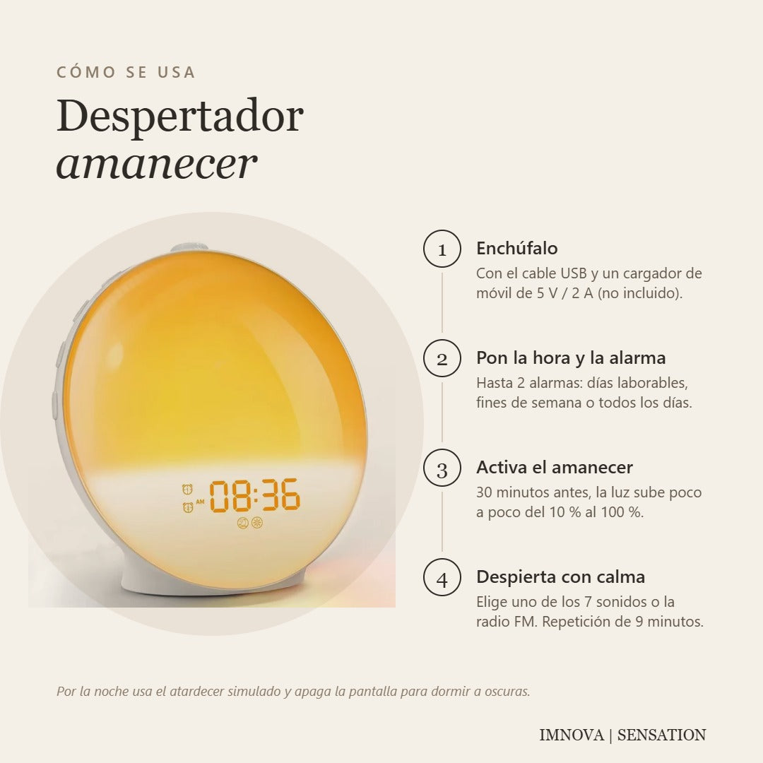 Despertador Amanecer · luz natural