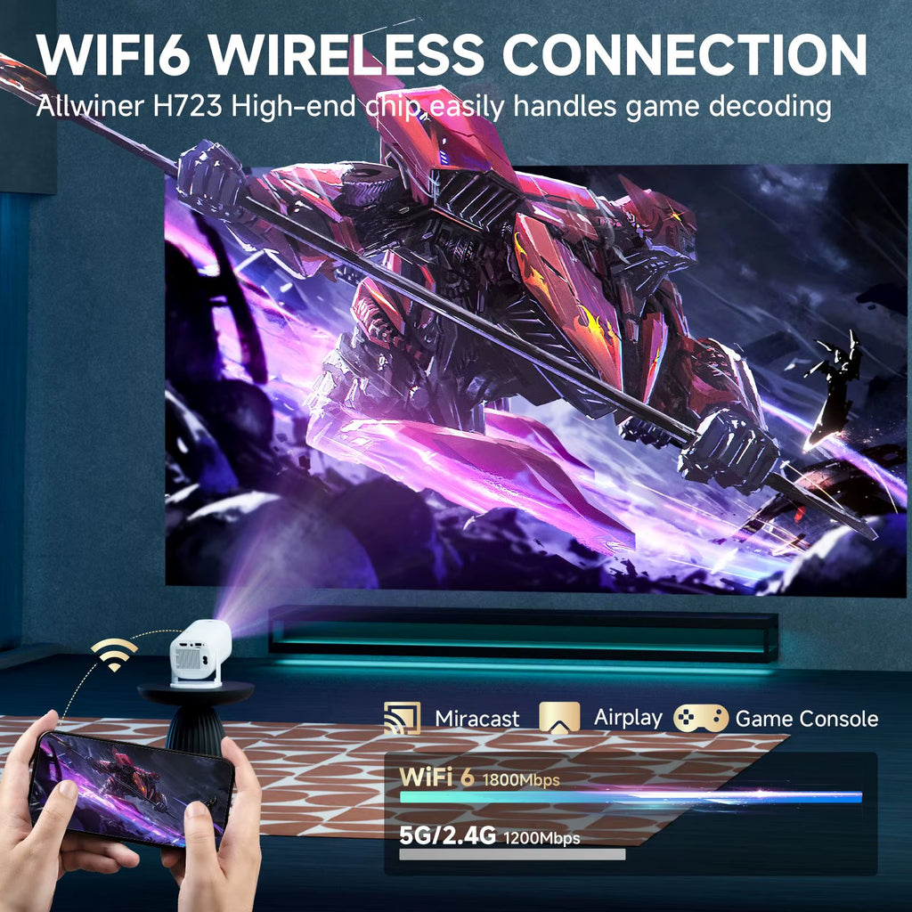 Android 14 P30PRO Supports 720P Screen Mirroring Smart Projector 4K Wifi6 Smart Home Theater Outdoor Portable Projector